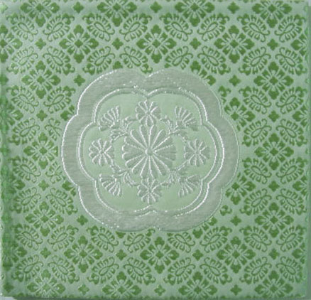 古帛紗浅葱小葵地かに菊文二陪織物