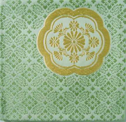 古帛紗浅葱小葵地かに菊文二陪織物