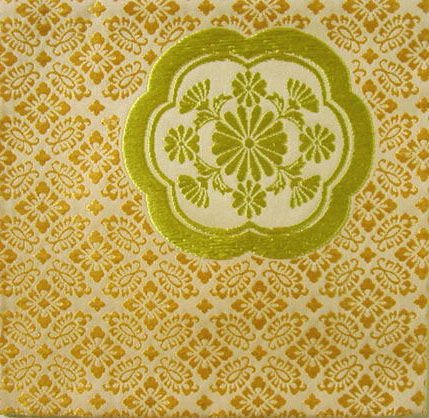 古帛紗金茶小葵地かに菊文二陪織物