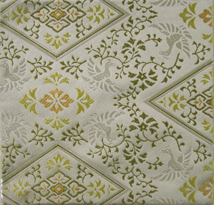 古帛紗濃萌葱地菱花鳥文錦