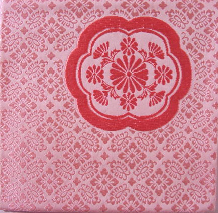 古帛紗薄紅小葵地かに菊文二陪織物